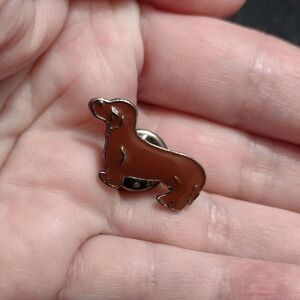 Tiny brown enamel dachshund dog pin